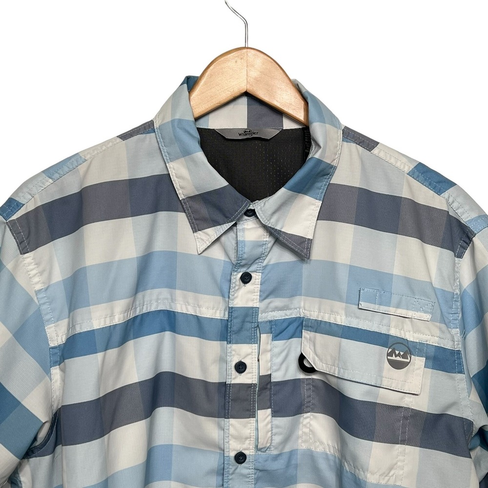 Wrangler Mens Large Polyester Outdoor Gear Button Up Short Sleeve Shirt